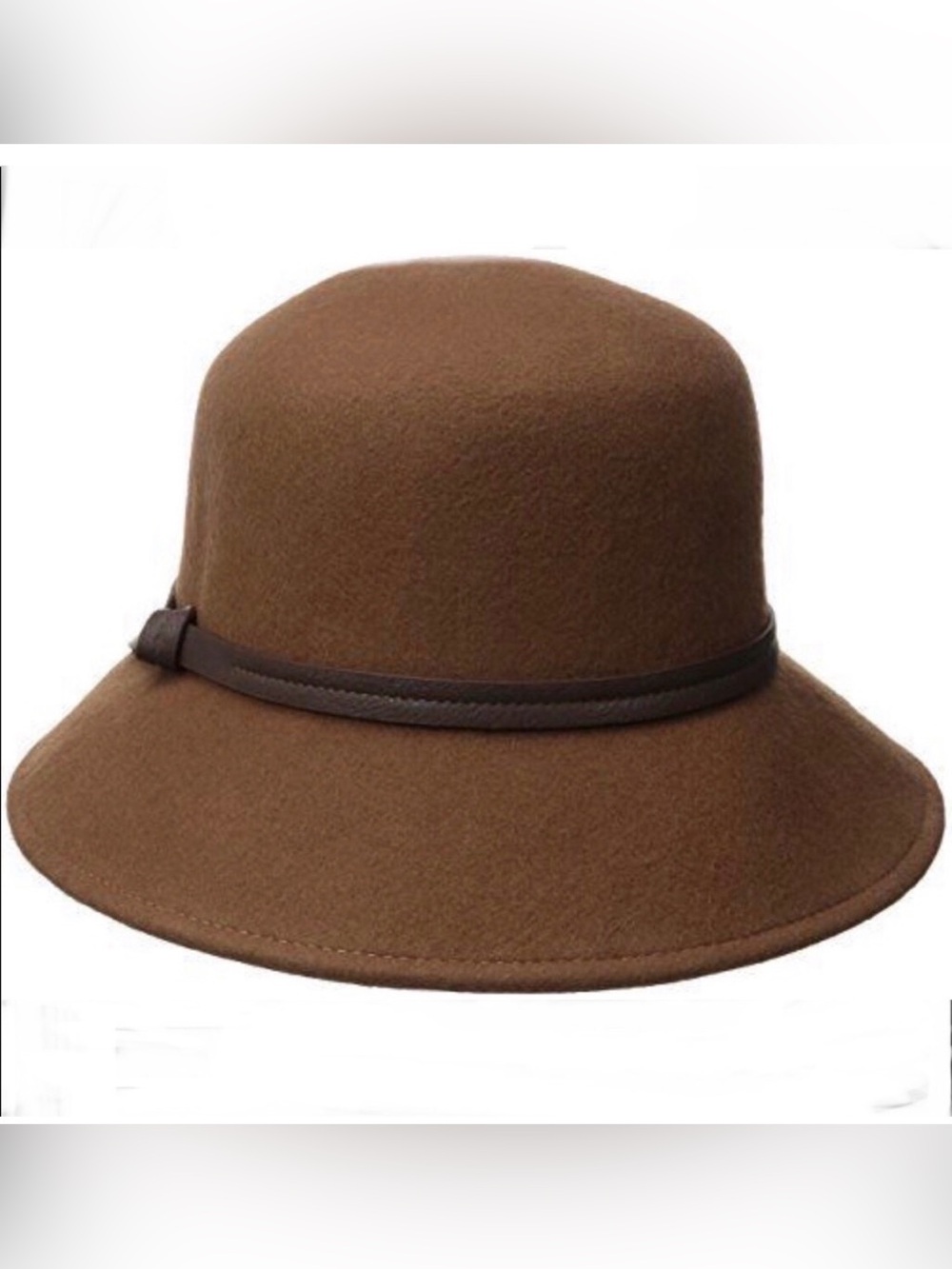Nine West Woman's Banded Floppy Felt Trench Hat Brown Tan 100% Wool NEW